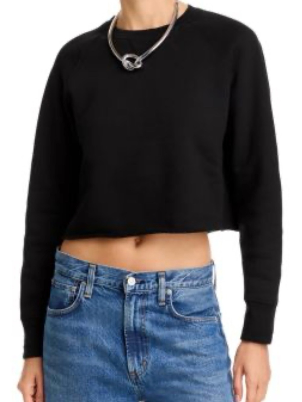 NSF Marco Cropped Sweatshirt Black Sz M 100% cotton